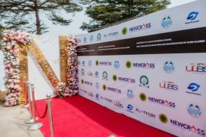 vendors meeting, red carpet area with back drop, stanchions, red rope