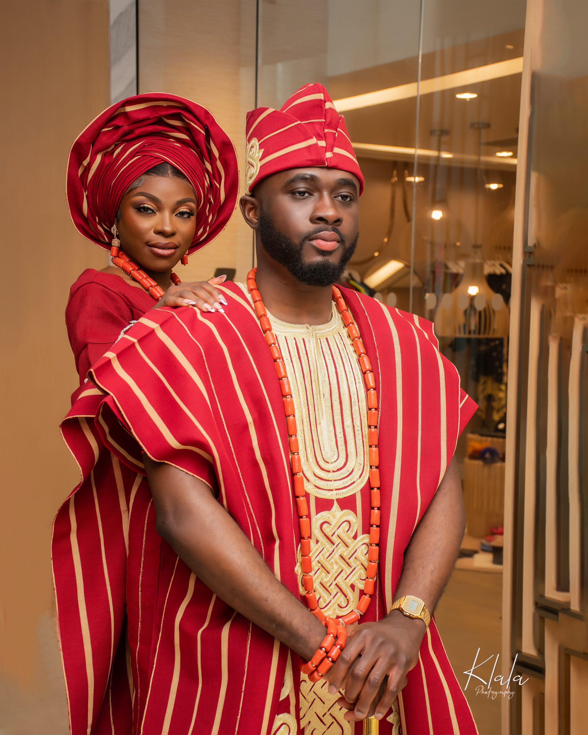 wine aso oke couple outfit, yoruba traditional wedding, nigerian wedding, wedding planner