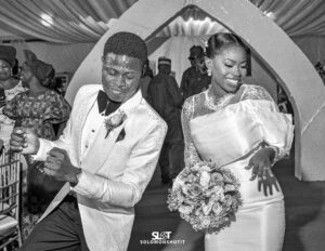 Nigerian couple white wedding gown and white suit wedding day photoshoot reception grand entrance dance