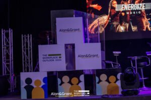 Eventigo The workplace outlook conference stage design box prop branded cubes