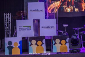 Eventigo The workplace outlook conference stage design box prop branded cubes with moving head